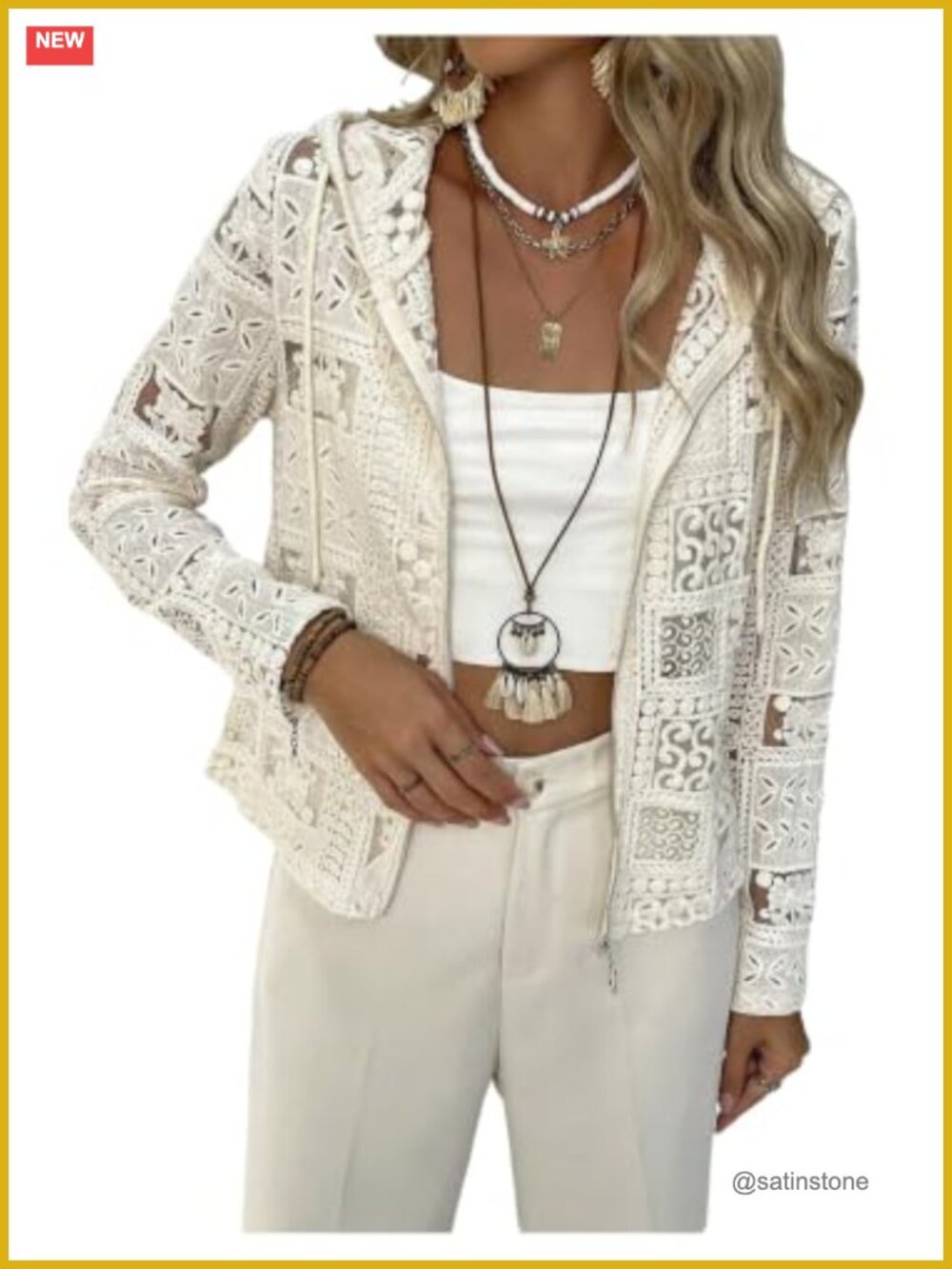 Sheer Crochet Lace Zip Up Cardigan Women Lightweight Long Sleeve